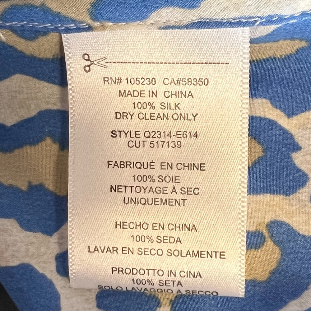 Equipment Women’s Sz XS Blue Leopard Print Silk Shift Dress Button Front Mini - Picture 10 of 10
